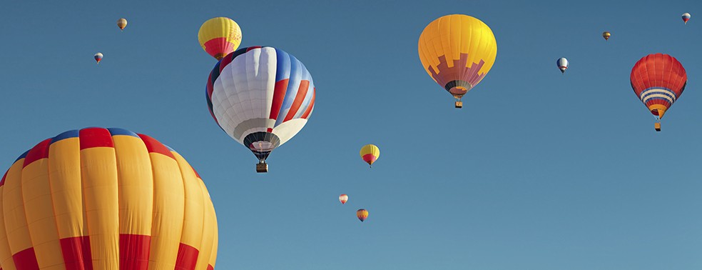 Hot-air balloon in the sky